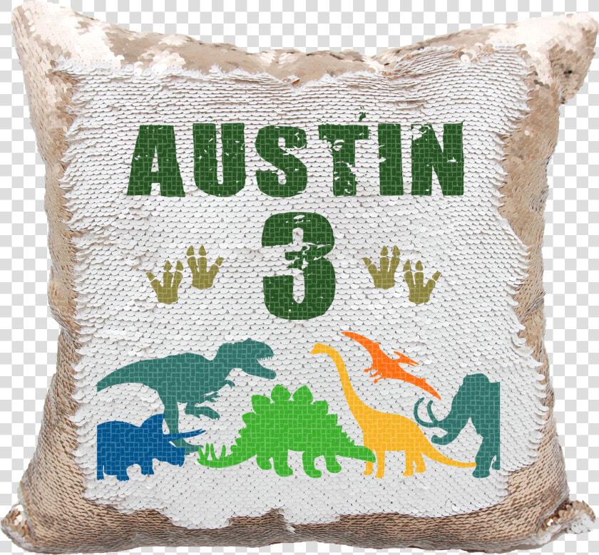 Personalized Birthday Dinosaur Footprints Reversible   Personalized Unicorn Sequin Pillow  HD Png DownloadTransparent PNG