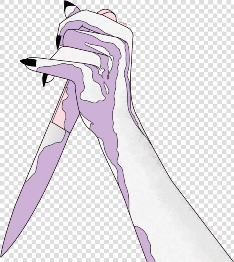 Knife Hand Grunge Anime Manga Aesthetic Tumblr Creepy   Girl With Knife Drawing  HD Png DownloadTransparent PNG