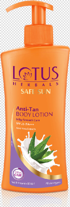 Lotus Herbals Safe Sun Anti tan Body Lotion Spf 25   Sun Protection Body Lotion  HD Png DownloadTransparent PNG