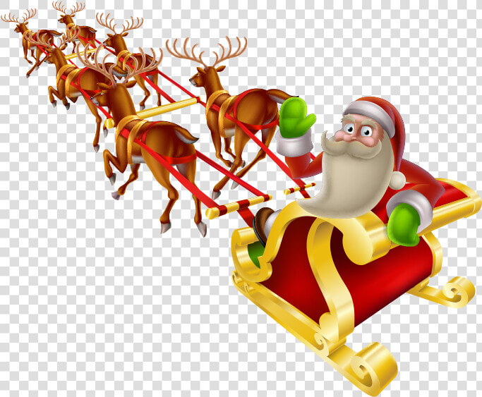 Transparent Santa Reindeer Png   Transparent Background Santa And Sleigh  Png DownloadTransparent PNG