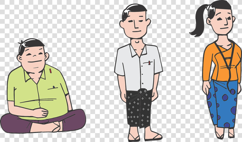 Young  Burmese  Youth  Student  Boy  Girl  Man  Woman   Burmese Cartoon  HD Png DownloadTransparent PNG