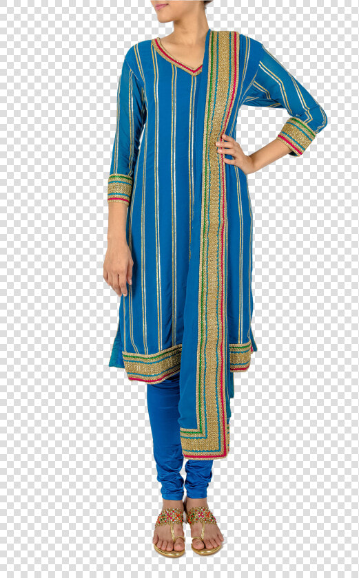 Striped Blue Gota Kurta Set By Asal By Abu Sandeep  HD Png DownloadTransparent PNG