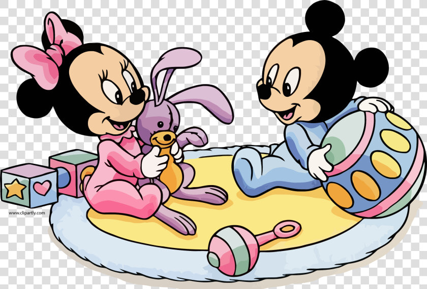 Baby Mickey Baby Minnie Ball Bunny Toy Clipart Png   Baby Mickey And Minnie Coloring Pages  Transparent PngTransparent PNG