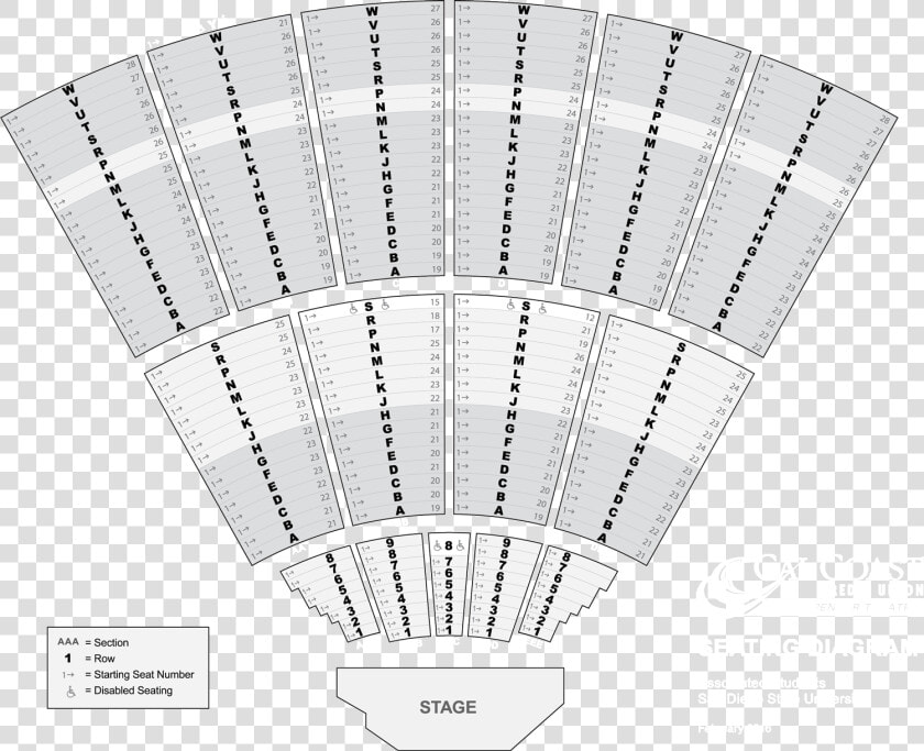 Cal Coast Open Air Theatre Seating Chart   Sdsu Open Air Theater Seating Chart  HD Png DownloadTransparent PNG