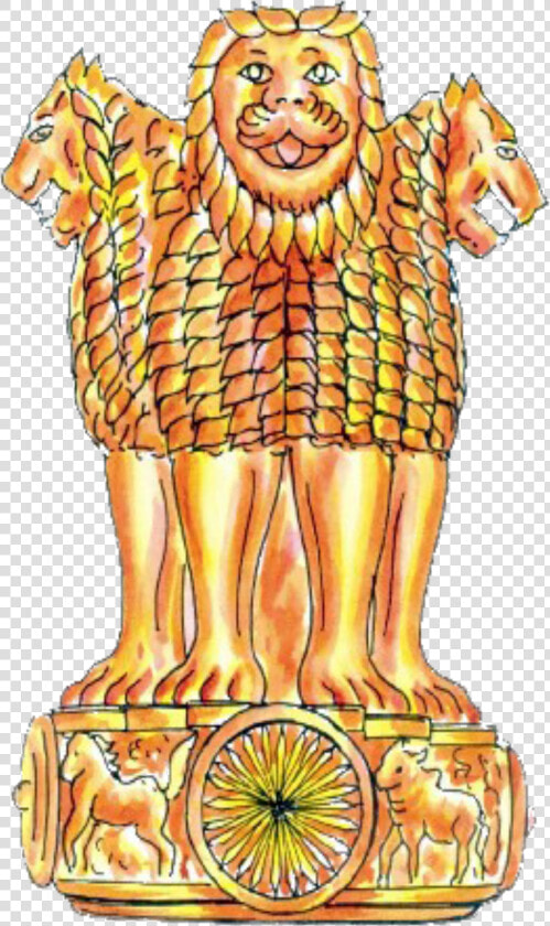 Colour Of National Emblem Of India   Png Download   Sketch Of Indian Emblem  Transparent PngTransparent PNG