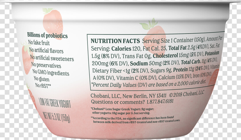 Chobani Less Sugar Greek Yogurt Nutrition  HD Png DownloadTransparent PNG