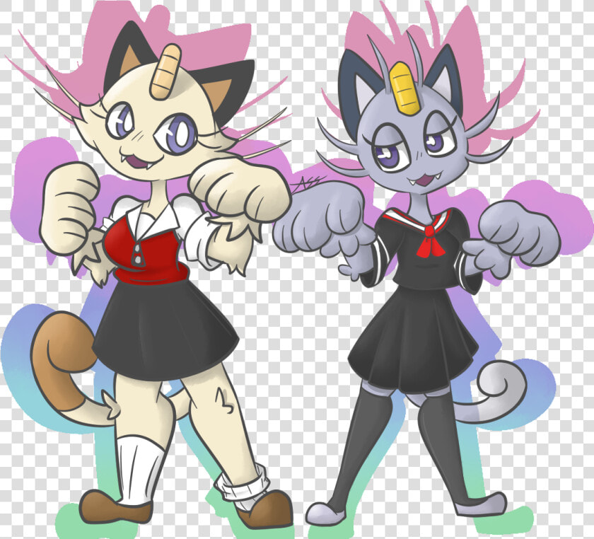 Meowth Girls   Cartoon  HD Png DownloadTransparent PNG