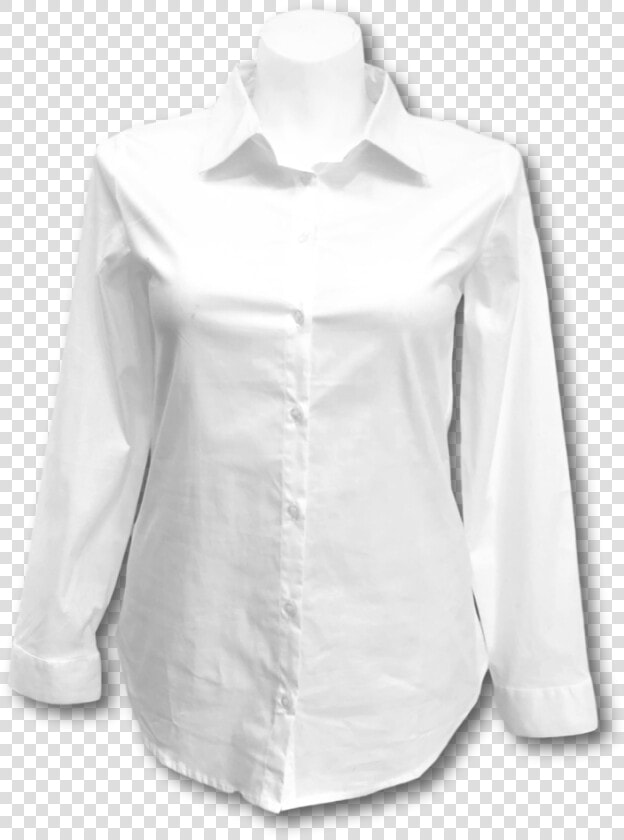 Long Sleeved Stretch Button Up Blouse In White  HD Png DownloadTransparent PNG