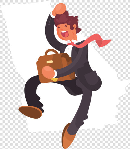 A Jumping Businessman In Front Of An Outline Of Georgia   Cartoon  HD Png DownloadTransparent PNG