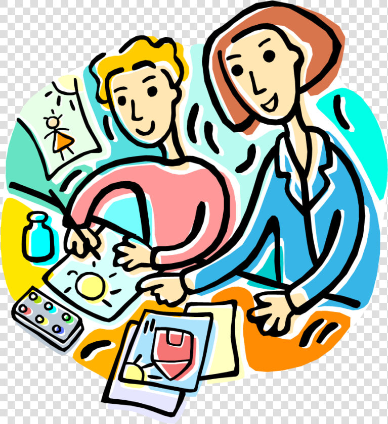 Free Clipart Of Students Doing Their Best Work   Teacher Helping Cartoon  HD Png DownloadTransparent PNG