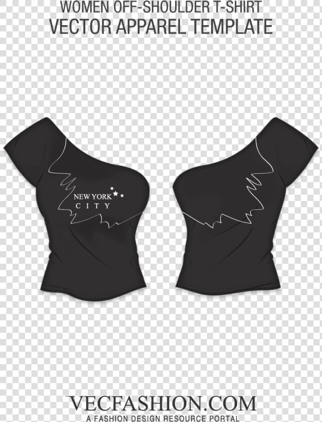 Off Shoulder Knitwear Tee Fashion Template Class   Crop Top Shirt Template  HD Png DownloadTransparent PNG