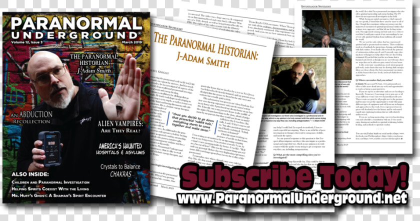 Paranormal Underground Magazine Featuring J Adam Smith  HD Png DownloadTransparent PNG