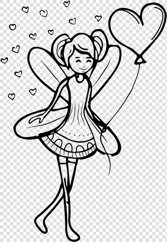 Black And White Sketch Fairy Love Vector   Black And White Drawings Of Love  HD Png DownloadTransparent PNG