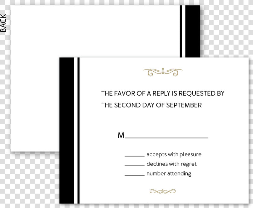 Formal Response Card data caption class   Black Tie Reception Cards  HD Png DownloadTransparent PNG