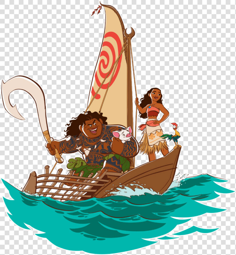 Moana And Maui On Boat  HD Png DownloadTransparent PNG