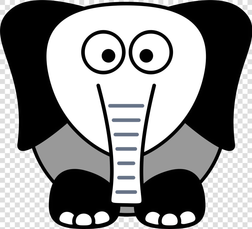 Grey Scale Elephant Clip Arts   Cartoon Elephant Facing Front  HD Png DownloadTransparent PNG