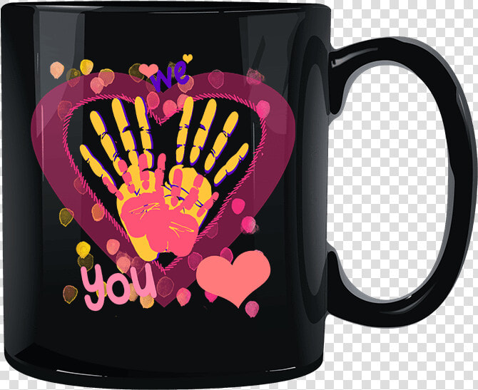 We Heart You Handprints Black Mug   Heart Handprint On Mug  HD Png DownloadTransparent PNG