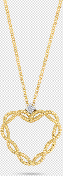 18k Yellow Gold Heart Pendant With Diamonds   Roberto Coin Gold Heart Necklace  HD Png DownloadTransparent PNG