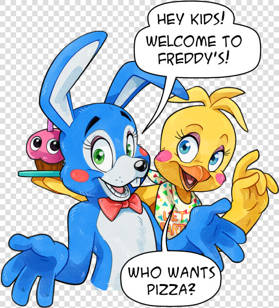 Fnaf  Who Wants Pizza   Fanart Toy Bonnie X Toy Chica  HD Png DownloadTransparent PNG