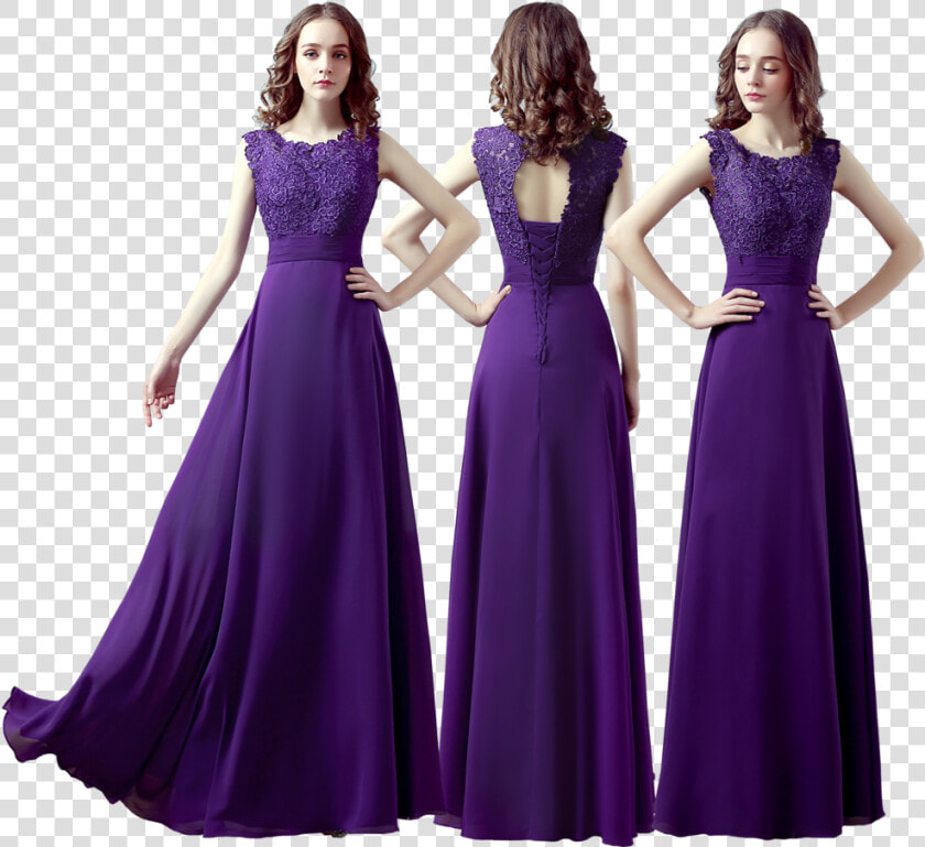 Cadbury Purple Lace Chiffon Long Maxi Evening Wedding   Robe De Soirée Longue Violet  HD Png DownloadTransparent PNG