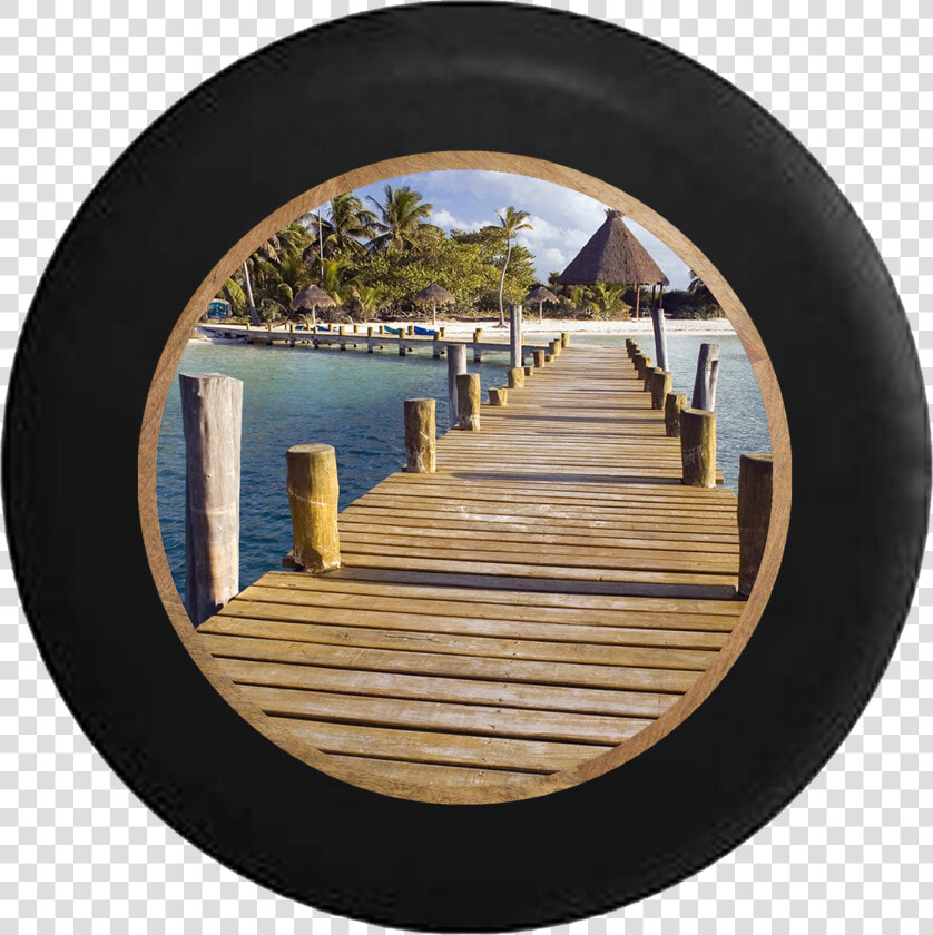 Jeep Liberty Tire Cover With Beach Wooden Dock Print   Wallpaper  HD Png DownloadTransparent PNG