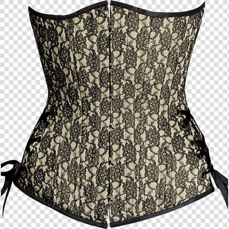 Ivory And Black Lace Underbust Corset   Lingerie Top  HD Png DownloadTransparent PNG