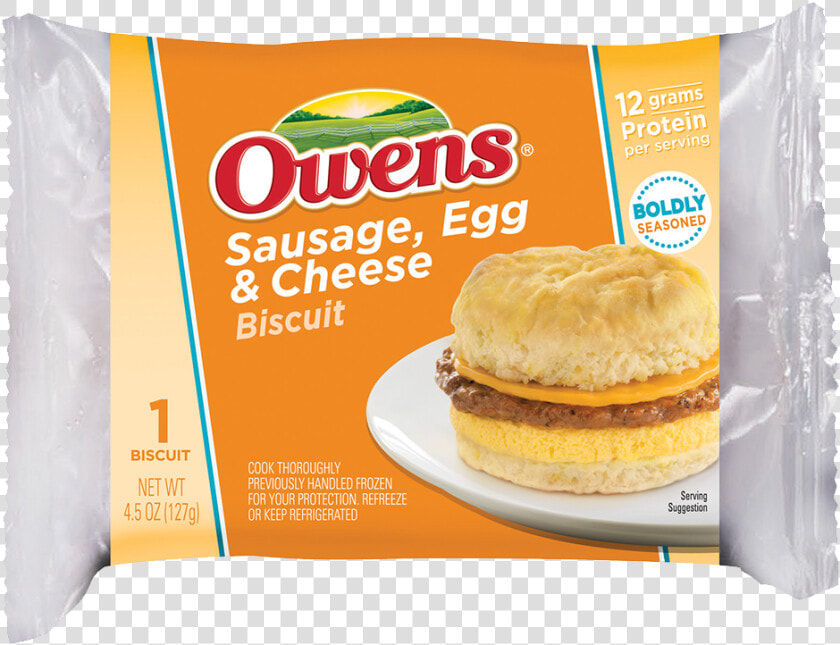 Owens® Biscuit Breakfast Sandwich Sausage Egg Cheese   Owens Breakfast Burritos  HD Png DownloadTransparent PNG