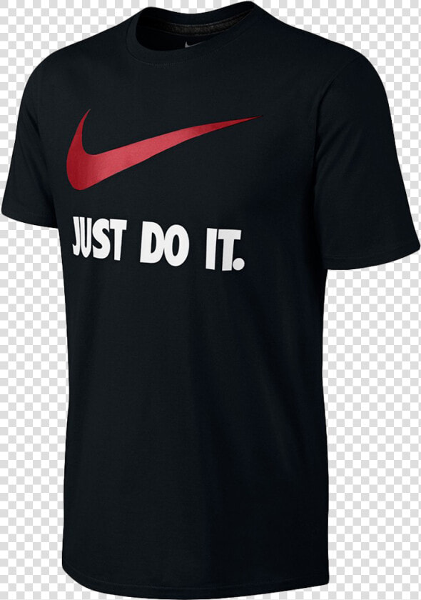 A Picture Of Just Do It Swoosh T shirt Black varsity   Nike  HD Png DownloadTransparent PNG