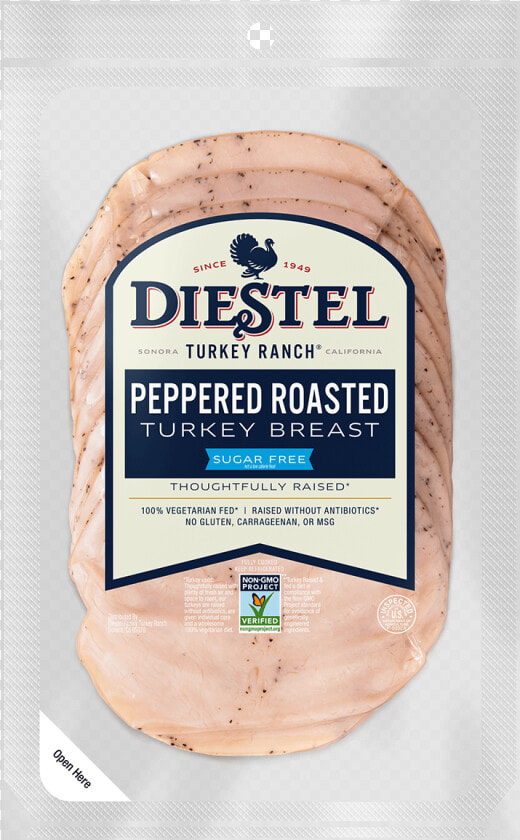 Deli Pre sliced Turkeybreast Pepperroasted Nongmo Rendering   Diestel Pastrami Turkey  HD Png DownloadTransparent PNG