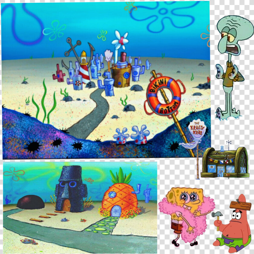  spongebob  petrick  calamar   Krustykrab     Bikini Bottom From Spongebob  HD Png DownloadTransparent PNG