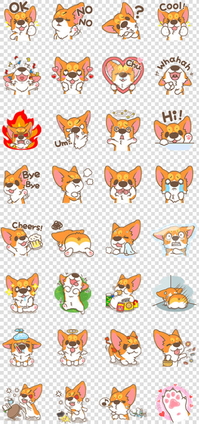 Corgi Pon Pon Line Sticker Gif  amp  Png Pack  Transparent PngTransparent PNG