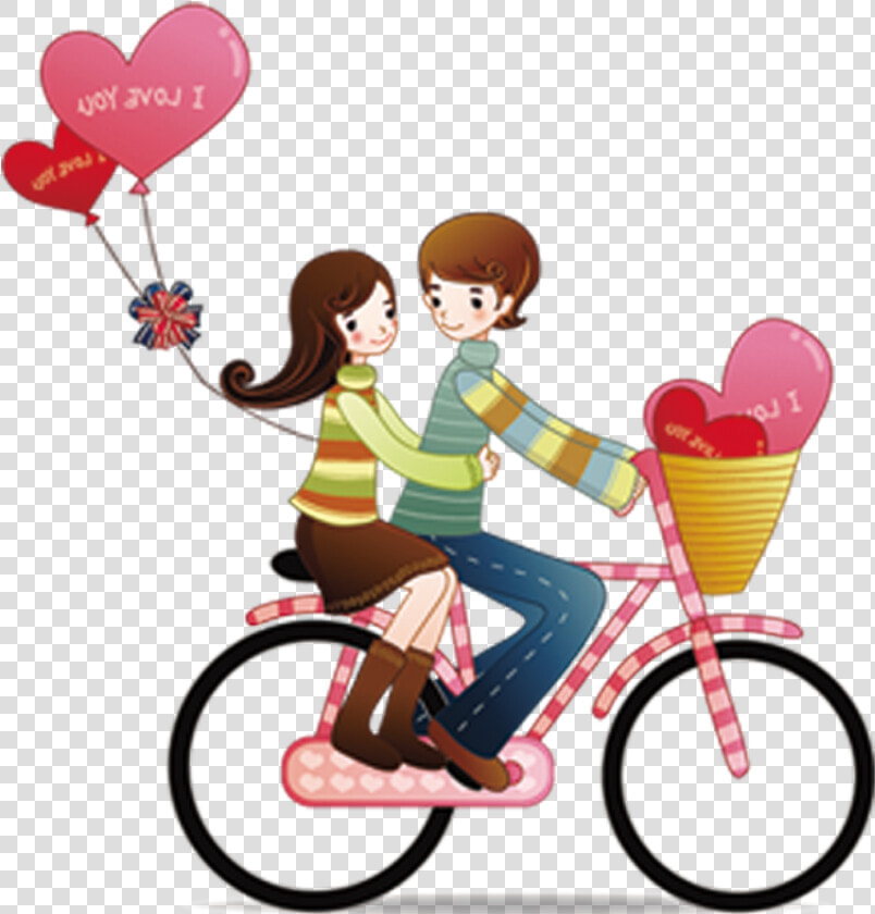 Romance Couple Love Cartoon Download Hq Png Clipart   Cartoon Couple On Cycle  Transparent PngTransparent PNG