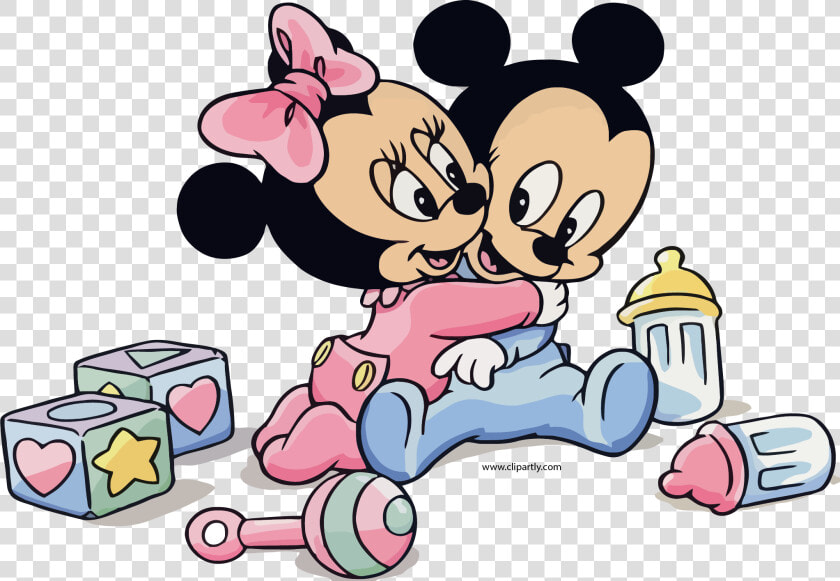 Baby Minnie And Mickey Hug Clipart Png   Baby Mickey And Minnie Mouse  Transparent PngTransparent PNG