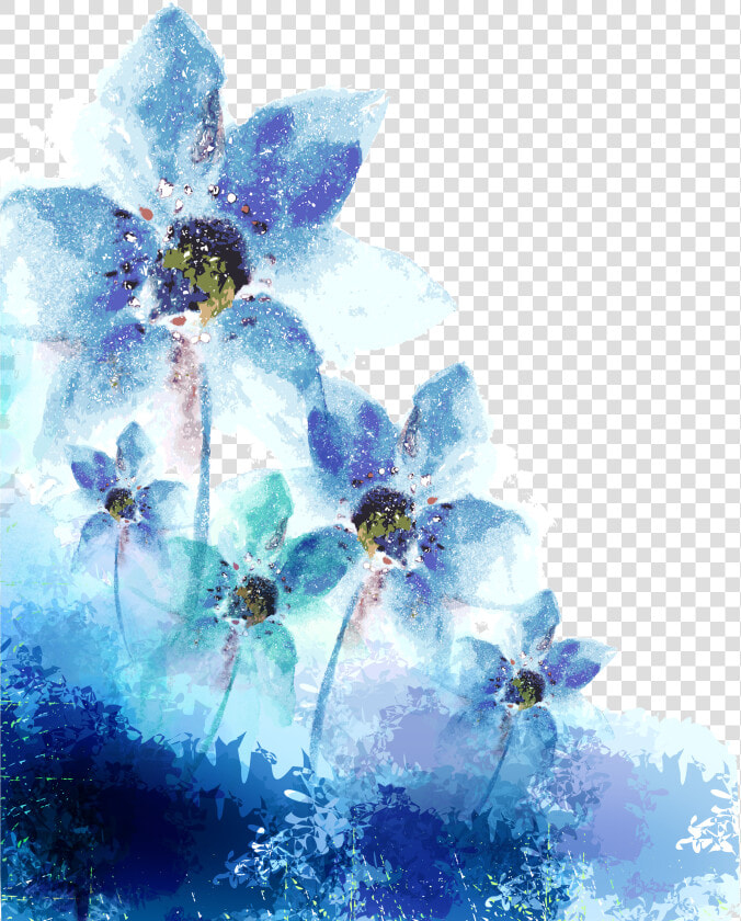 Blue Watercolor Flower Png Vector Royalty Free Library   Blue Watercolor Flower Background  Transparent PngTransparent PNG