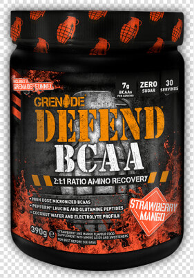 Eu Defend Bcaa 30 Serve Strawberry Mango Web 1   Grenade Defend Bcaa  HD Png DownloadTransparent PNG