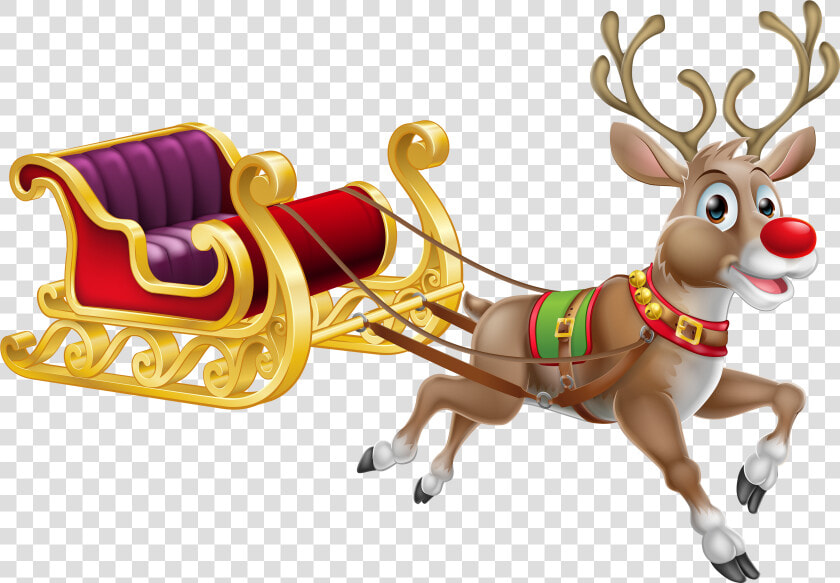 Transparent Christmas Sledge Png Clipart   Santa Claus Reindeer Rudolph  Png DownloadTransparent PNG