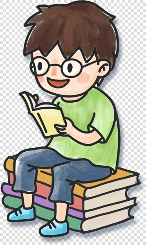 Hand Drawn Cartoon Boy Reading Book Decoration Png   Boy Reading A Book Cartoon  Transparent PngTransparent PNG