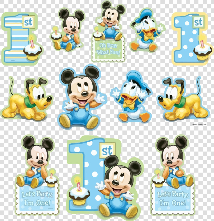 All Sticker Sample Mickey And Friends Baby Clipart   Mickey Mouse Happy 1st Birthday Boy  HD Png DownloadTransparent PNG