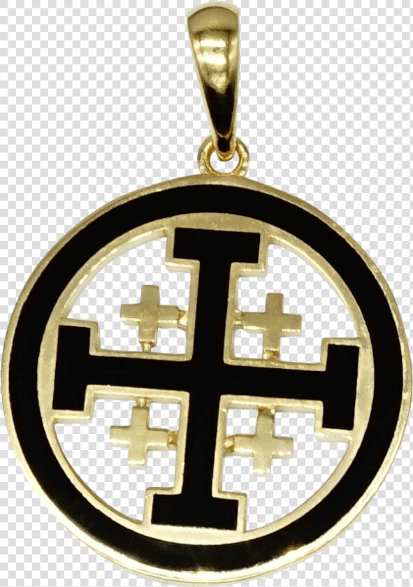 14k Gold Jerusalem Cross Pendant With Black Enamel   Jerusalem Cross Pendant  HD Png DownloadTransparent PNG