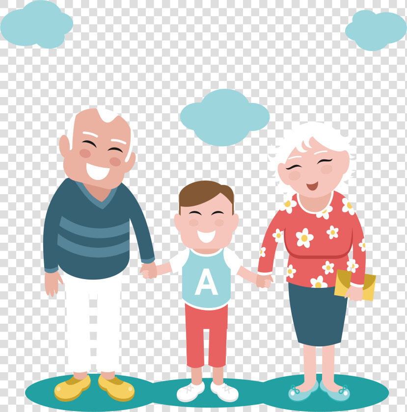 Grandparent Clip Art Happy   Boy With Grandparents Clipart  HD Png DownloadTransparent PNG