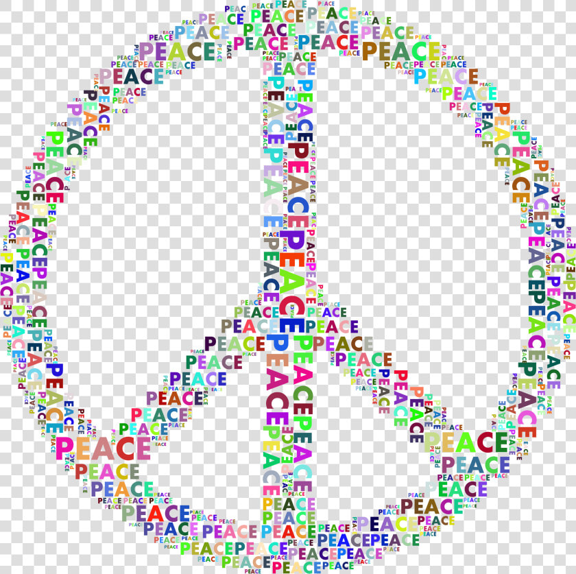 Prismatic Peace Sign Word Cloud No Background Clip   Peace Sign With Words  HD Png DownloadTransparent PNG