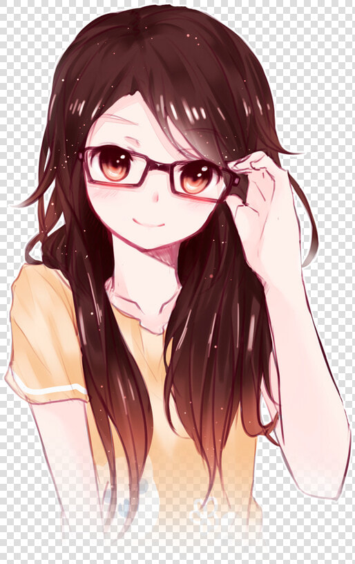 Anime Girl Brunette With Glasses  HD Png DownloadTransparent PNG