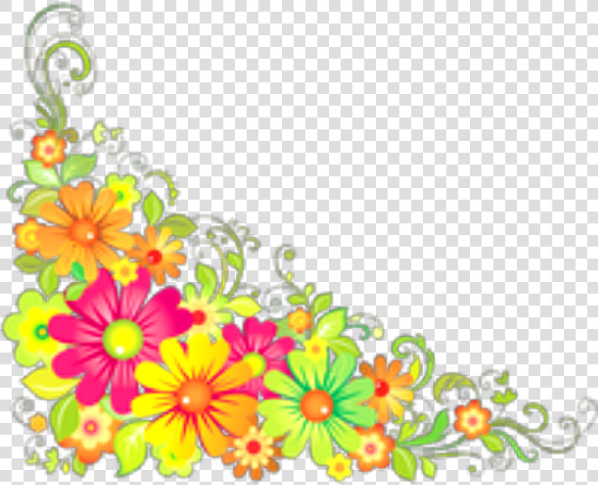  ftestickers  flowers  corner  border  colorful  HD Png DownloadTransparent PNG