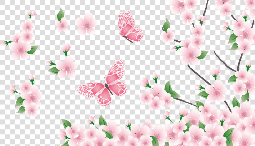 Happy Clipart Spring   Flowers And Butterflies Png  Transparent PngTransparent PNG