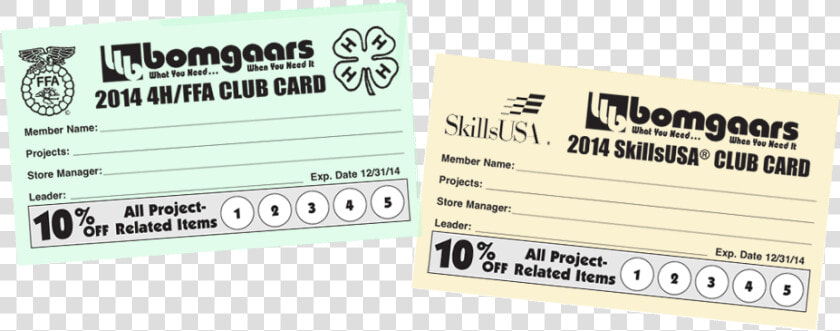 Bomgaars 4h ffa And Skillsusa Club Cards Banner   Label  HD Png DownloadTransparent PNG