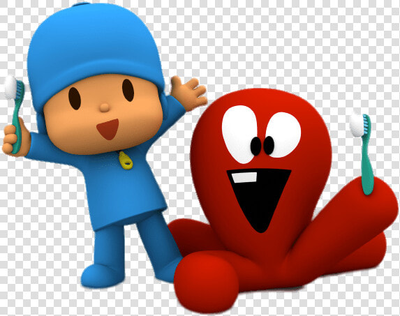 Pocoyo And Fred Brushing Teeth   Pocoyo Lavandose Los Dientes  HD Png DownloadTransparent PNG