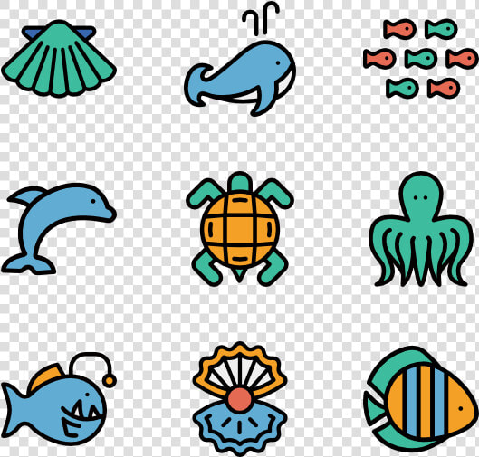 Sea Life Linear Color   Aquarium Icons  HD Png DownloadTransparent PNG