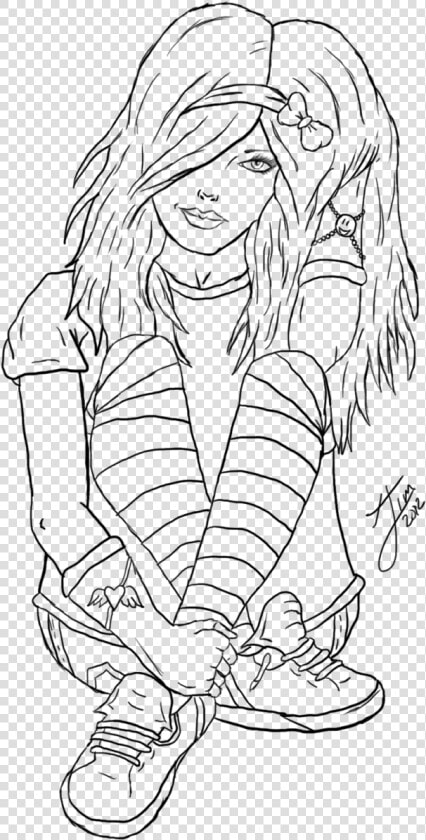 28 Collection Of Anime Goth Girl Coloring Pages   Png Anime Girl Coloring  Transparent PngTransparent PNG