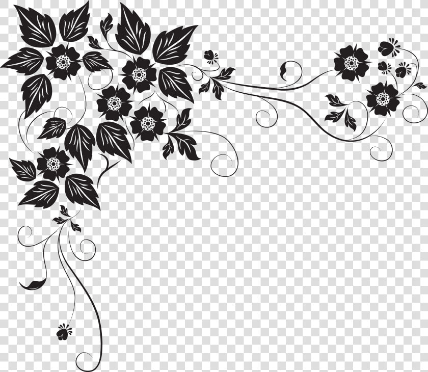 Transparent Border Design Black And White Png   Floral Design Elements Png  Png DownloadTransparent PNG