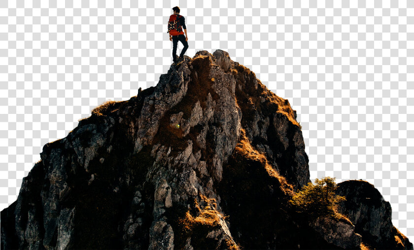 A Young Man Reaching The Top Of The Mountain  Symbolising   Man On Mountain Transparent  HD Png DownloadTransparent PNG